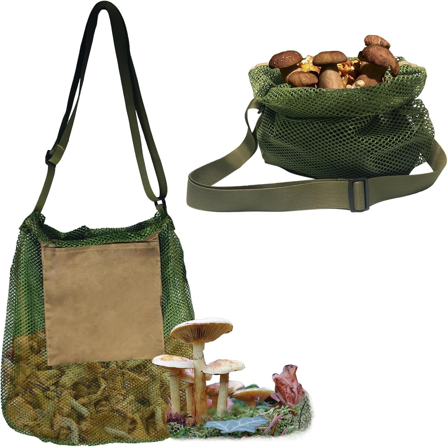 𝗔𝗞𝗜𝗭𝗨𝗞𝗜 𝗝𝗢𝗢 Mushroom Hunting Bag, Collapsible Large Mushroom Foraging Bag | Essential Mushroom Hunting Supplies | Perfect Harvesting Bag  Fruit Bag