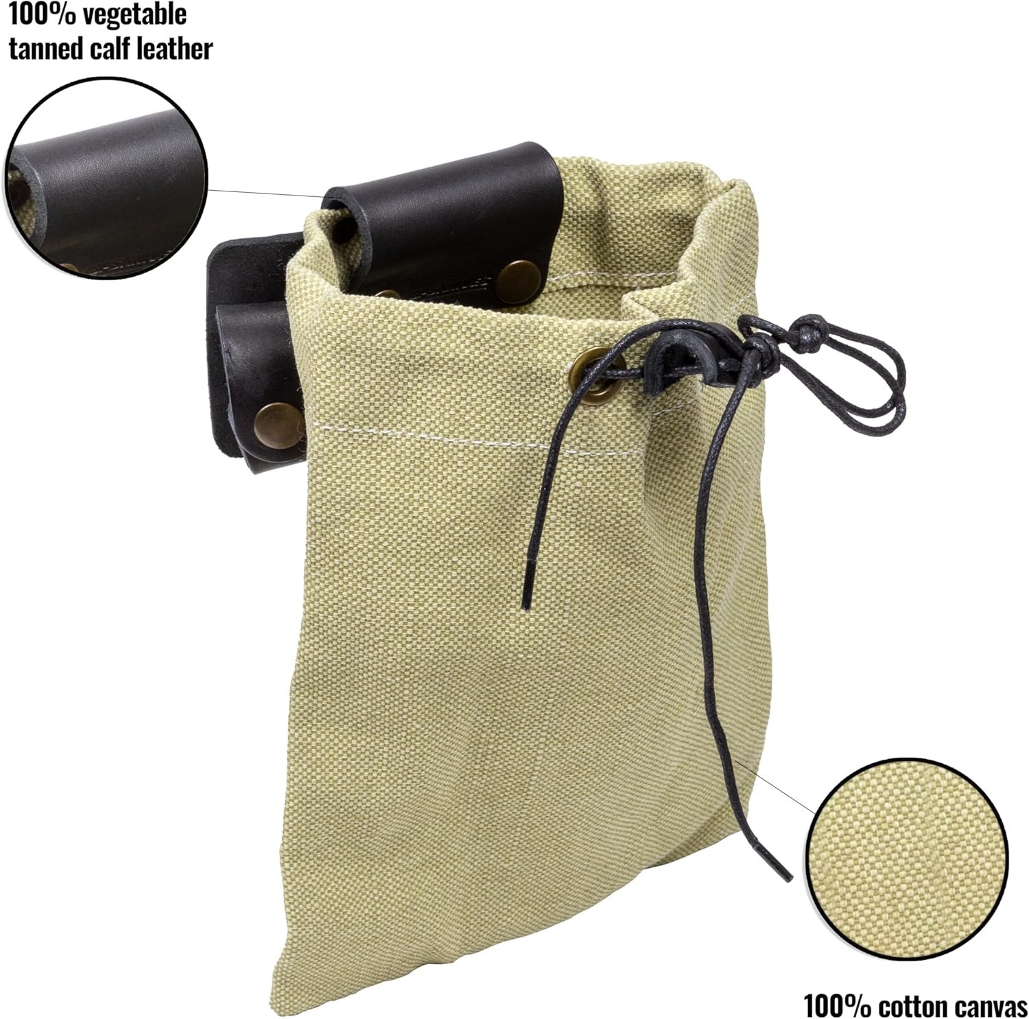 BPS Knives Mushroom Hunting Bag - Durable Waxed Canvas Bushcraft Belt Bag - Berry Carrying Bag - Camping Accessories - Small Camping Bag for Foraging - Forage Pouch for Hiking, Mushrooms